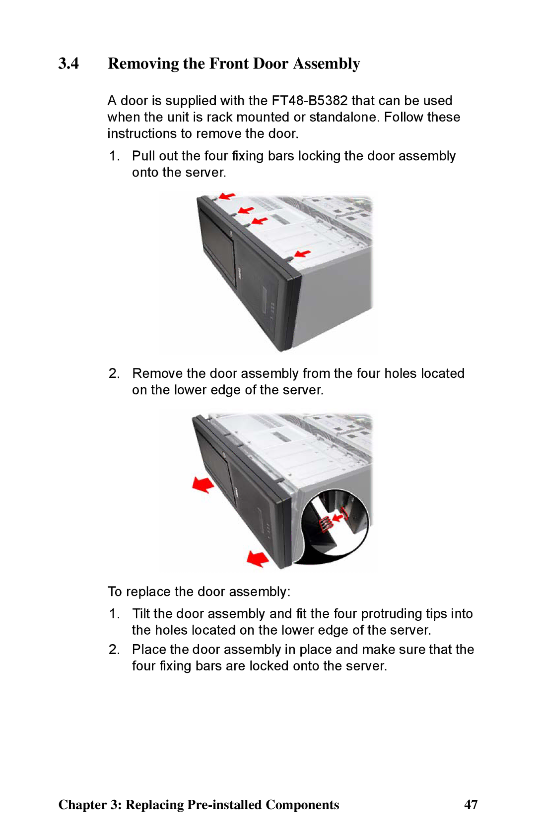 Tyan Computer B5382 manual Removing the Front Door Assembly 