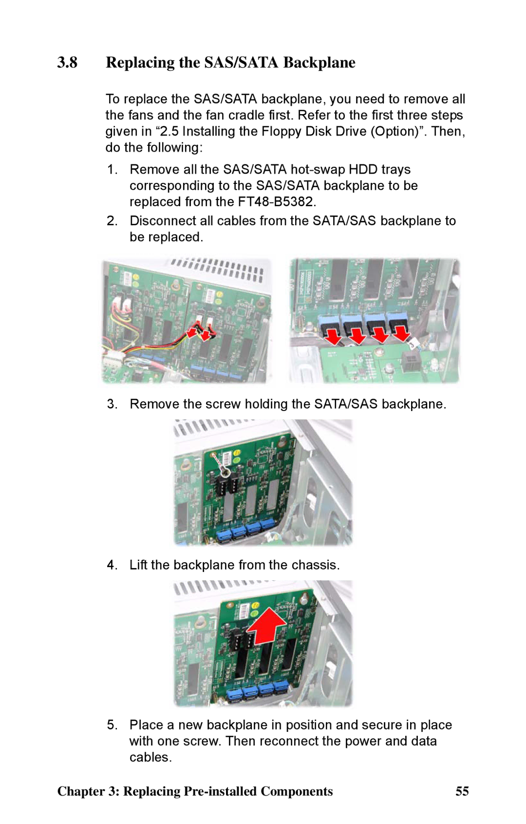 Tyan Computer B5382 manual Replacing the SAS/SATA Backplane 