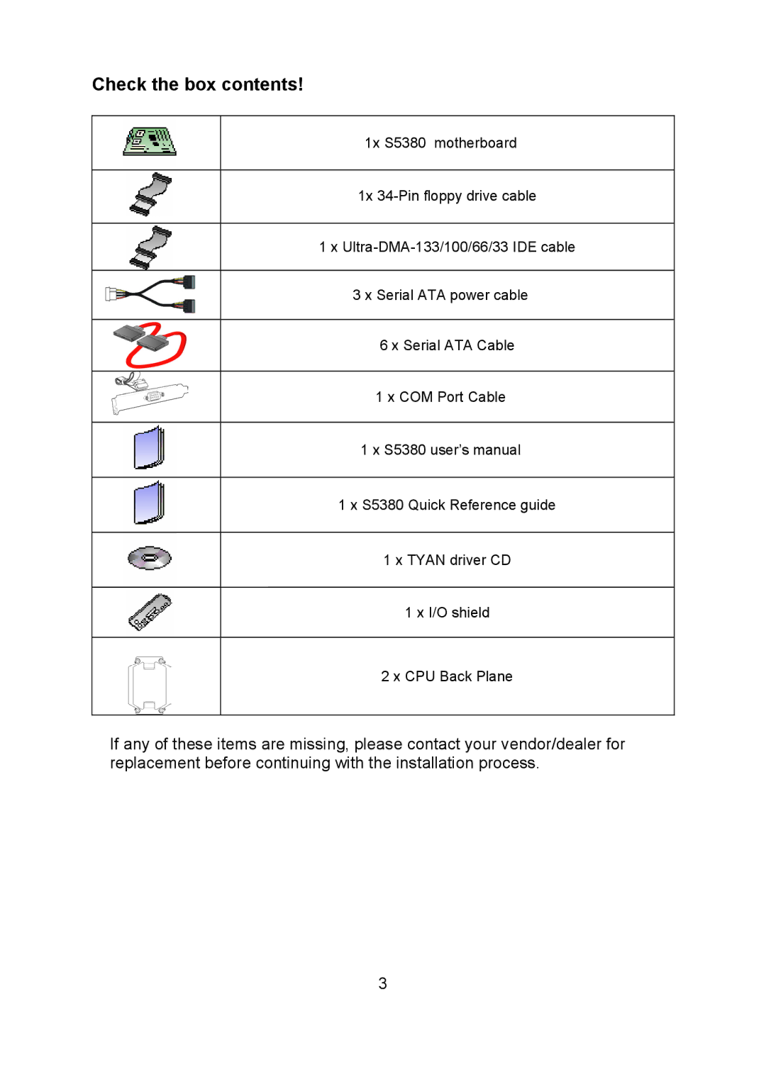 Tyan Computer i500opx warranty Check the box contents 