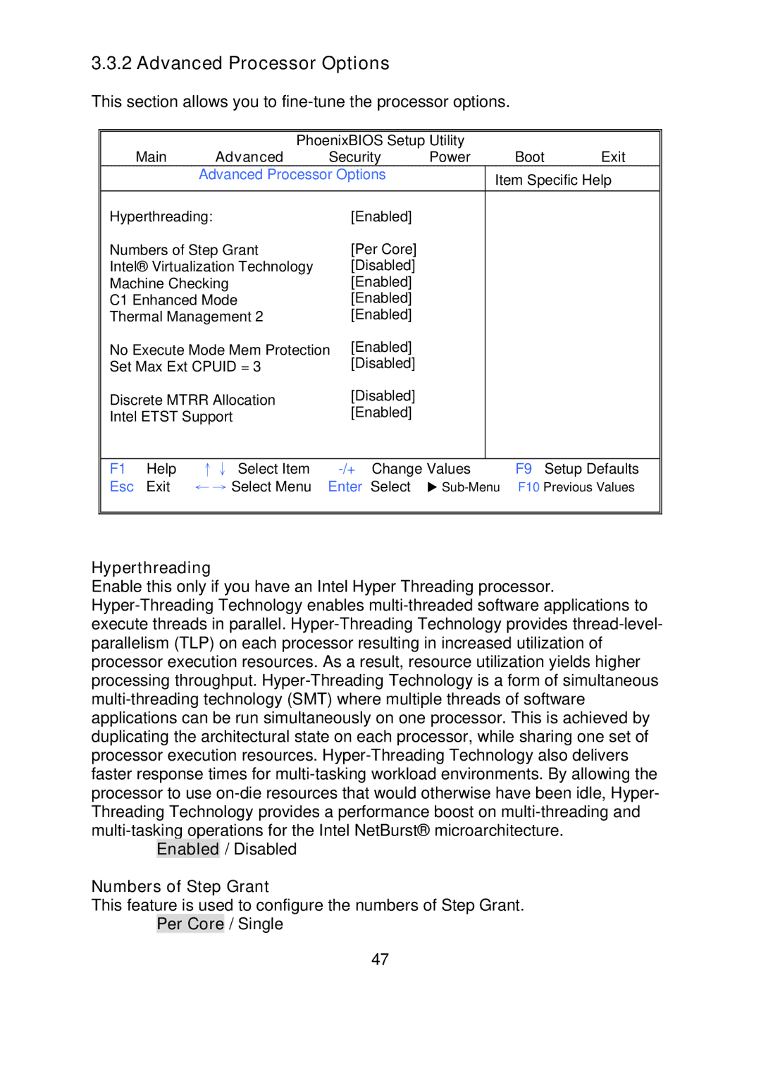 Tyan Computer i500opx warranty Advanced Processor Options, Hyperthreading, Numbers of Step Grant 