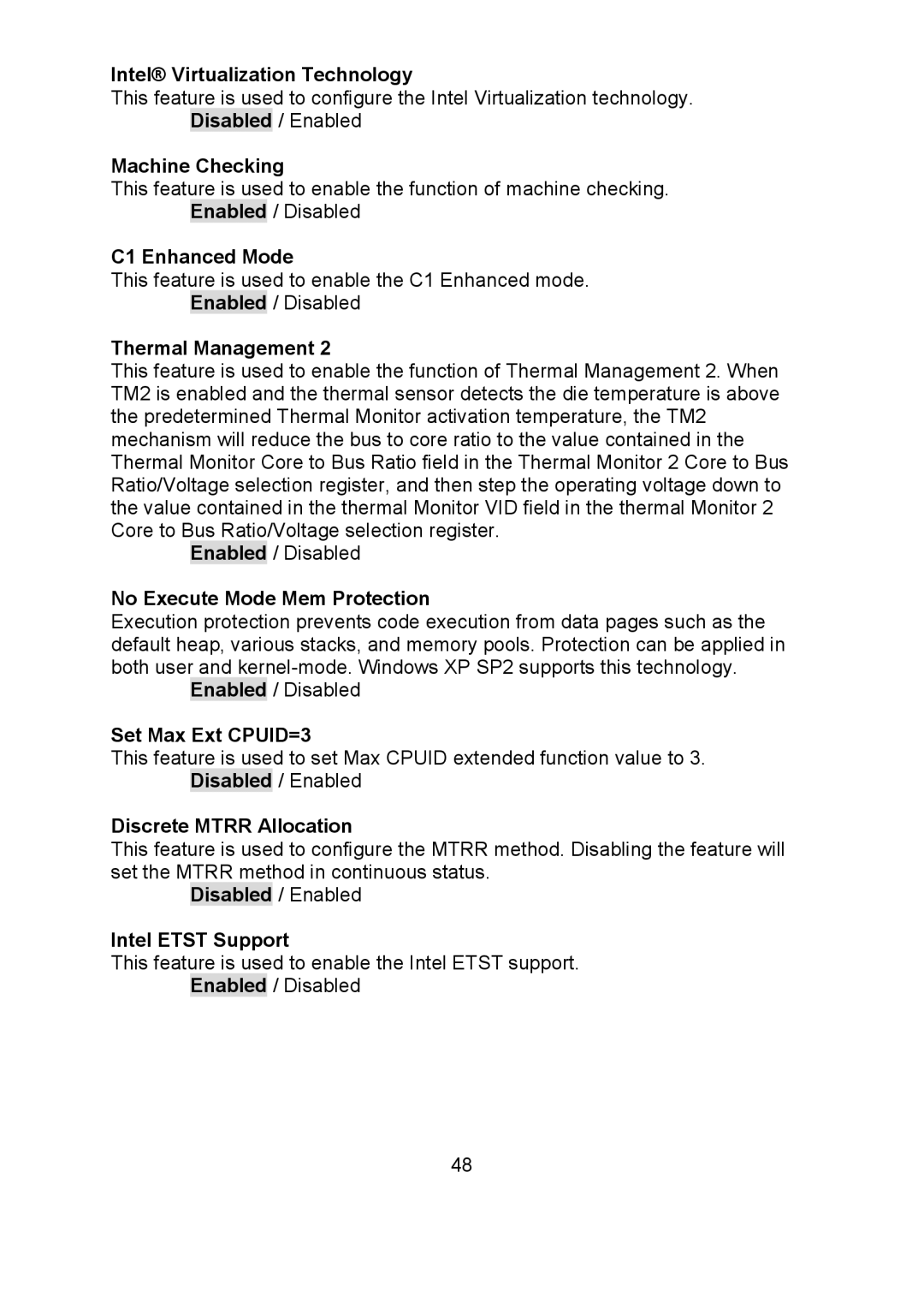 Tyan Computer i500opx warranty Intel Virtualization Technology, Machine Checking, C1 Enhanced Mode, Thermal Management 