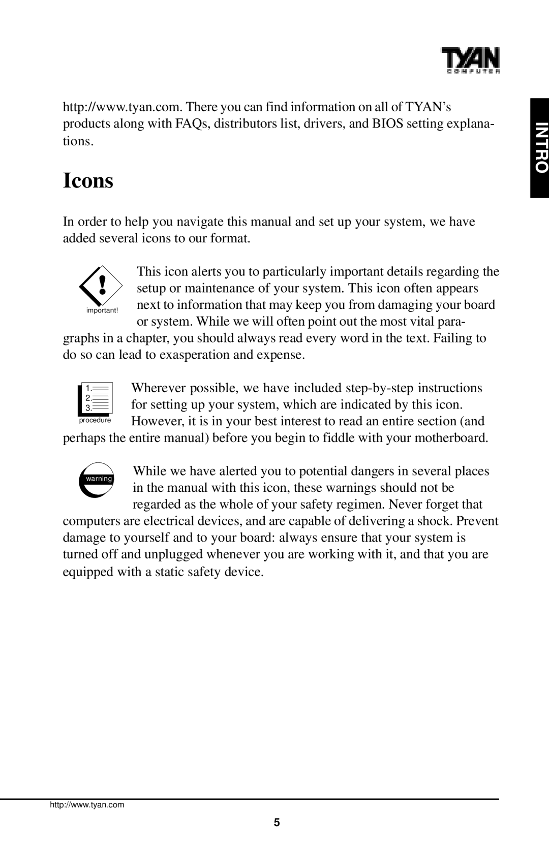 Tyan Computer InterServe 90 manual Icons 