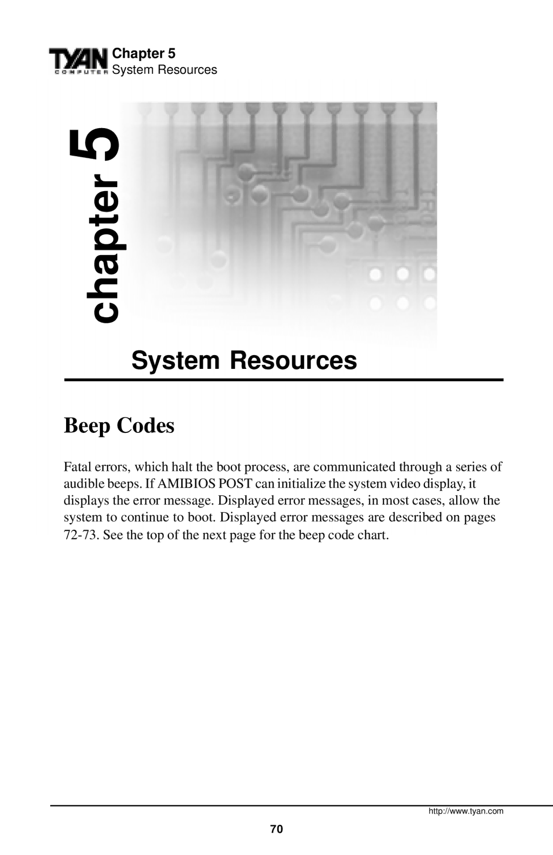 Tyan Computer InterServe 90 manual System Resources, Beep Codes 