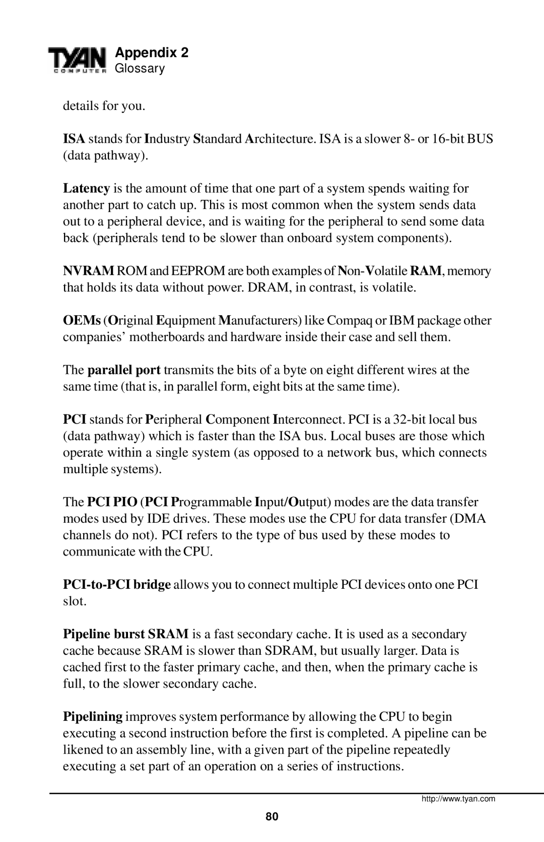 Tyan Computer InterServe 90 manual Appendix 