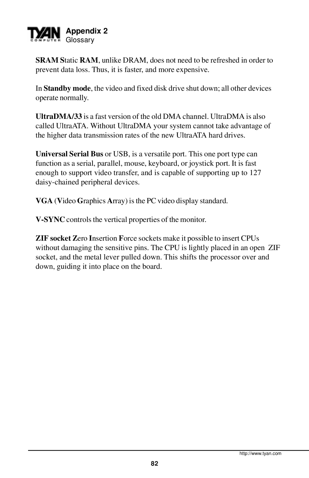 Tyan Computer InterServe 90 manual Appendix 