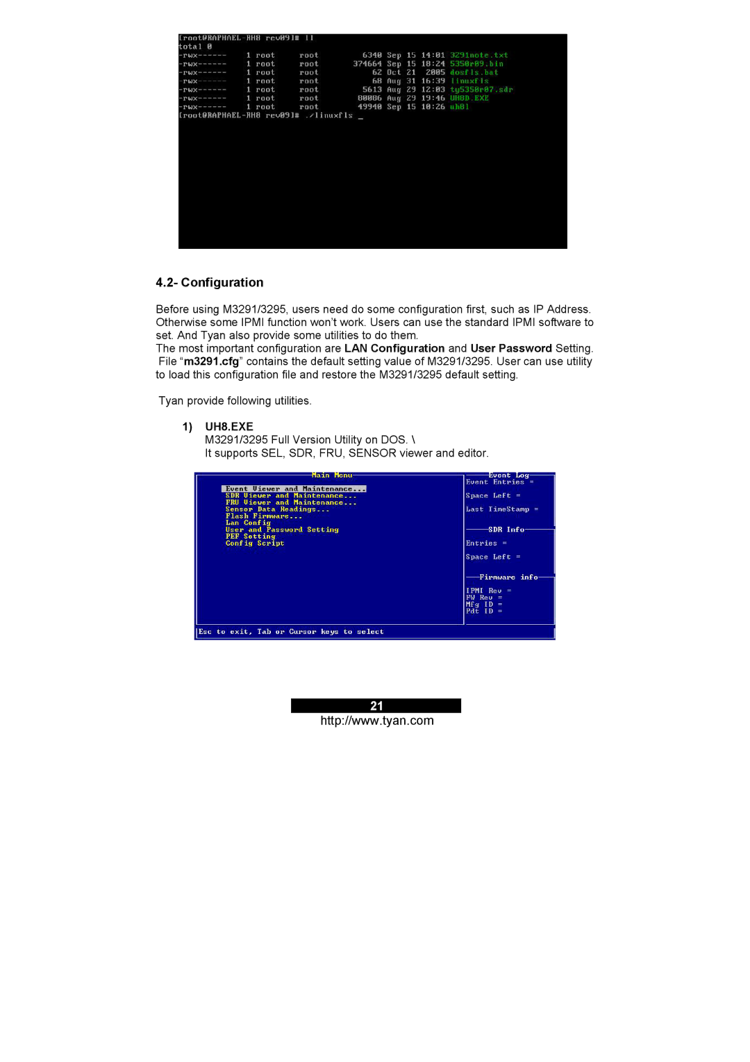 Tyan Computer M3291, M3295 warranty Configuration, UH8.EXE 