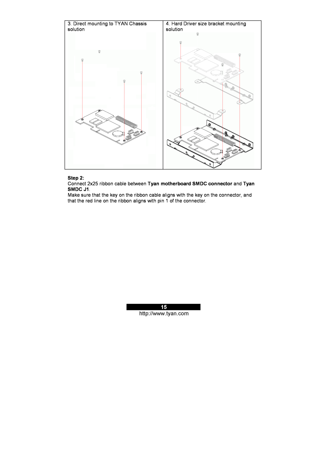 Tyan Computer M3291, M3295 Direct mounting to TYAN Chassis solution, Hard Driver size bracket mounting solution, Step 