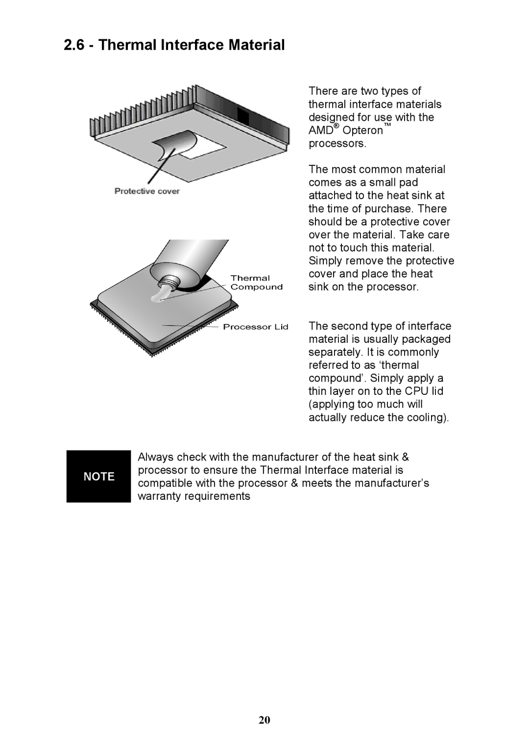 Tyan Computer N3600QX warranty Thermal Interface Material 