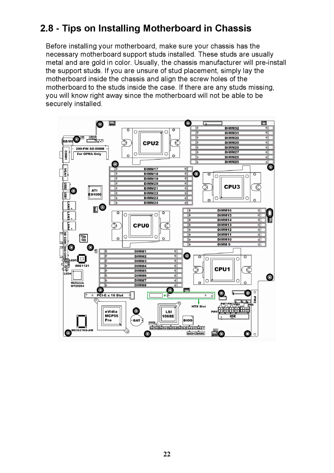 Tyan Computer N3600QX warranty Tips on Installing Motherboard in Chassis 