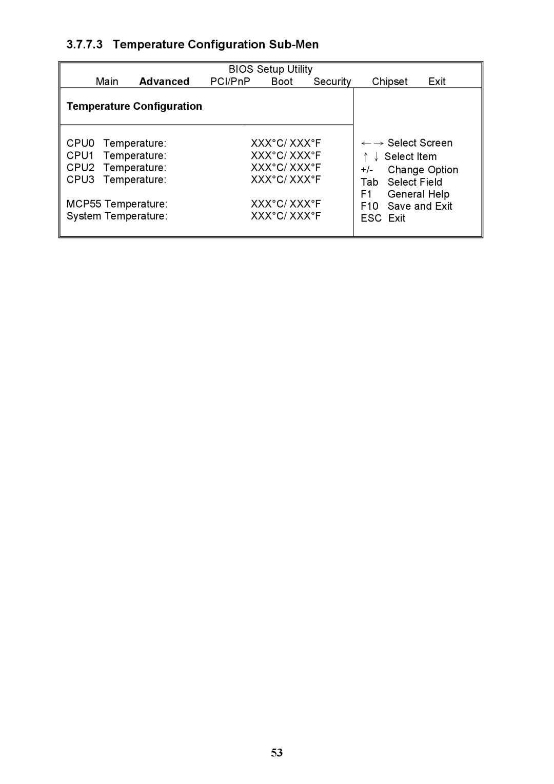 Tyan Computer N3600QX warranty Temperature Configuration Sub-Men 