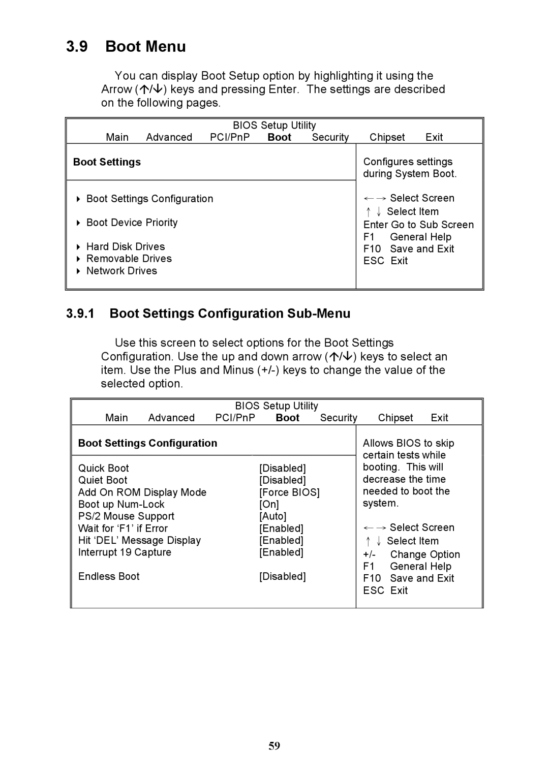 Tyan Computer N3600QX warranty Boot Menu, Boot Settings Configuration Sub-Menu 