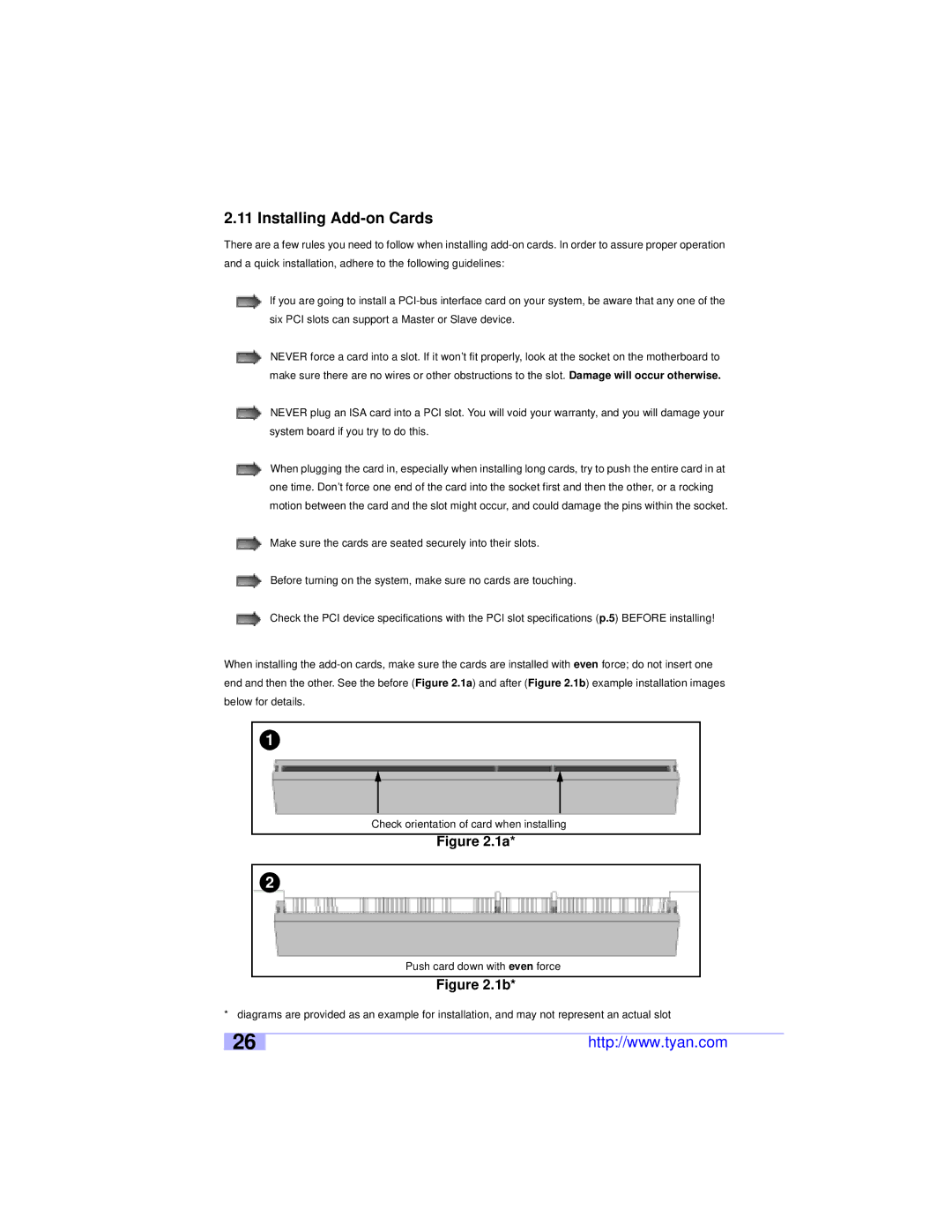 Tyan Computer S2460 user manual Installing Add-on Cards 