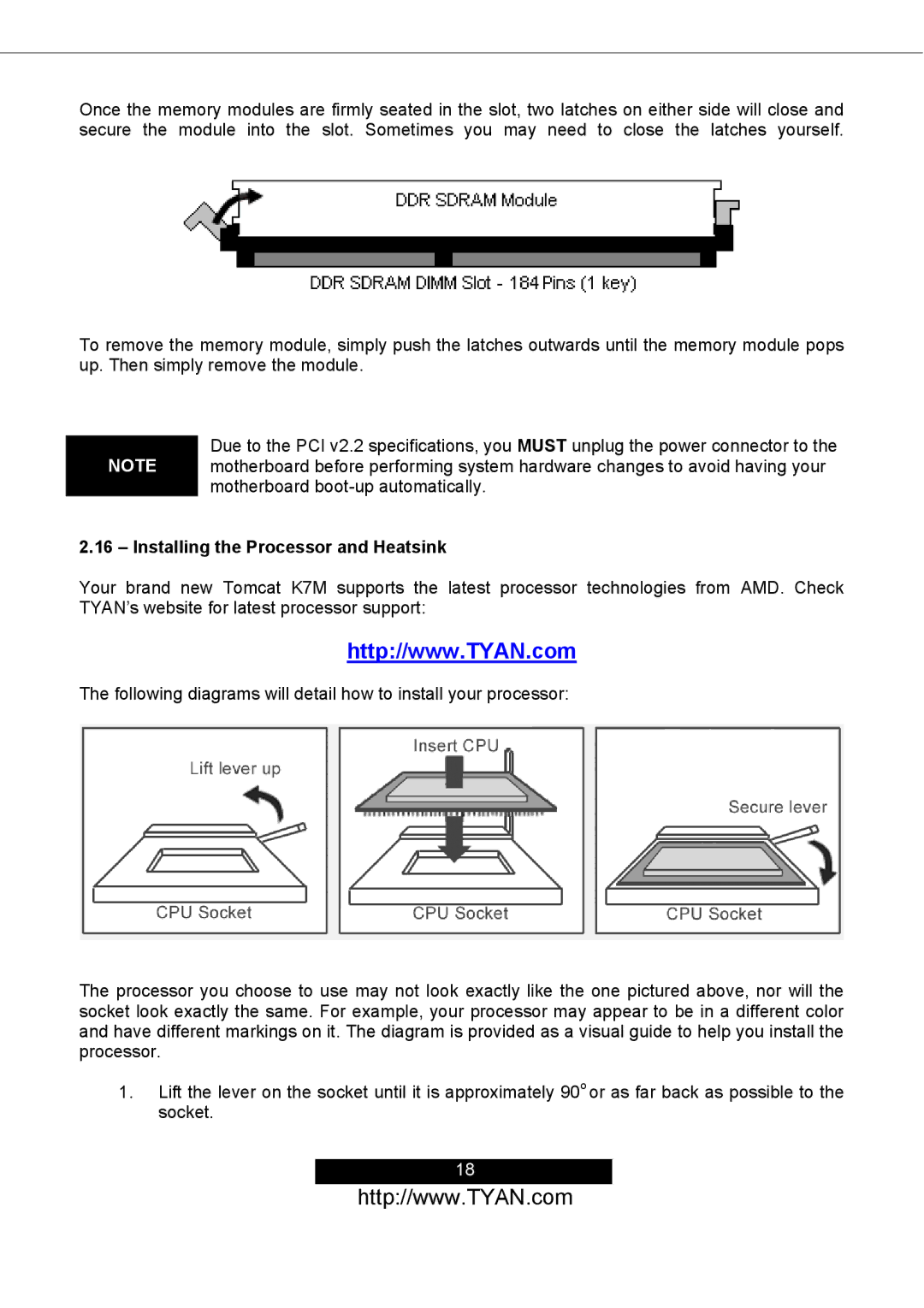 Tyan Computer S2498 manual Installing the Processor and Heatsink 