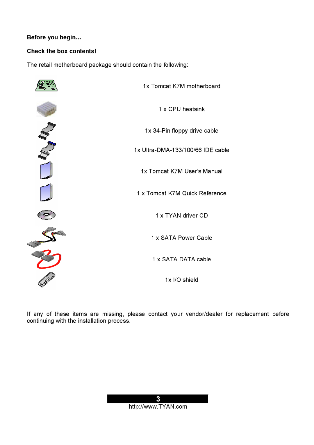 Tyan Computer S2498 manual Before you begin… Check the box contents 