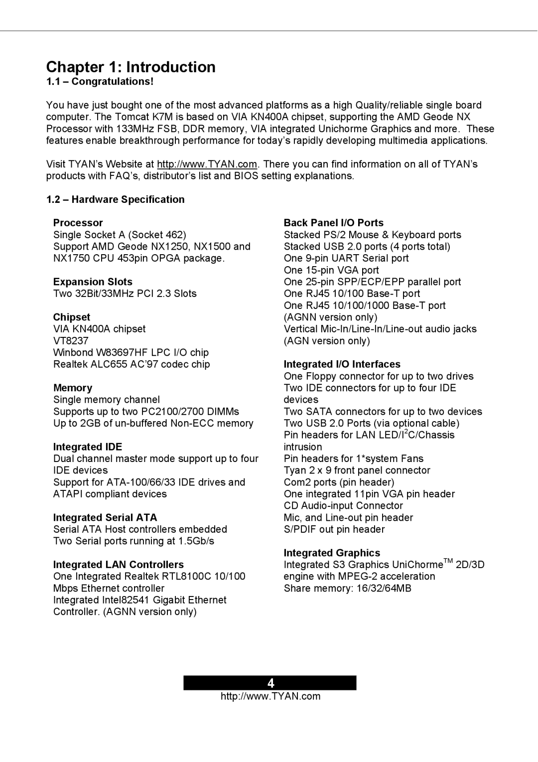 Tyan Computer S2498 manual Introduction 