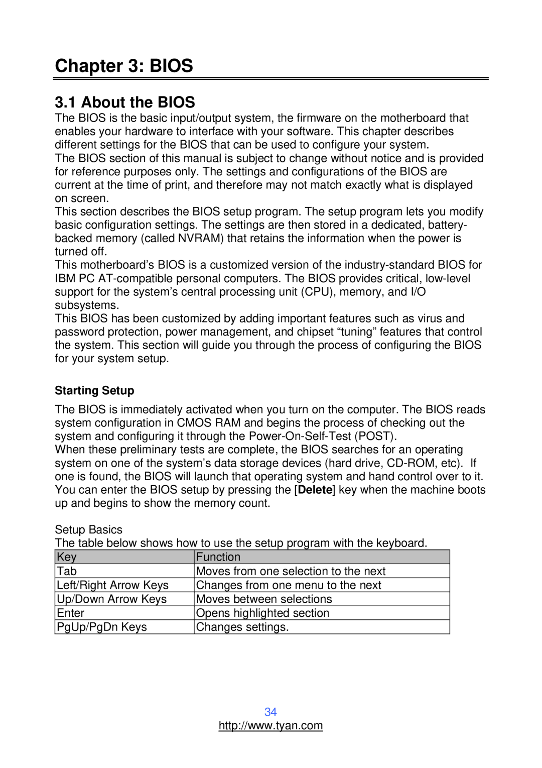 Tyan Computer S2912 warranty About the Bios, Starting Setup 