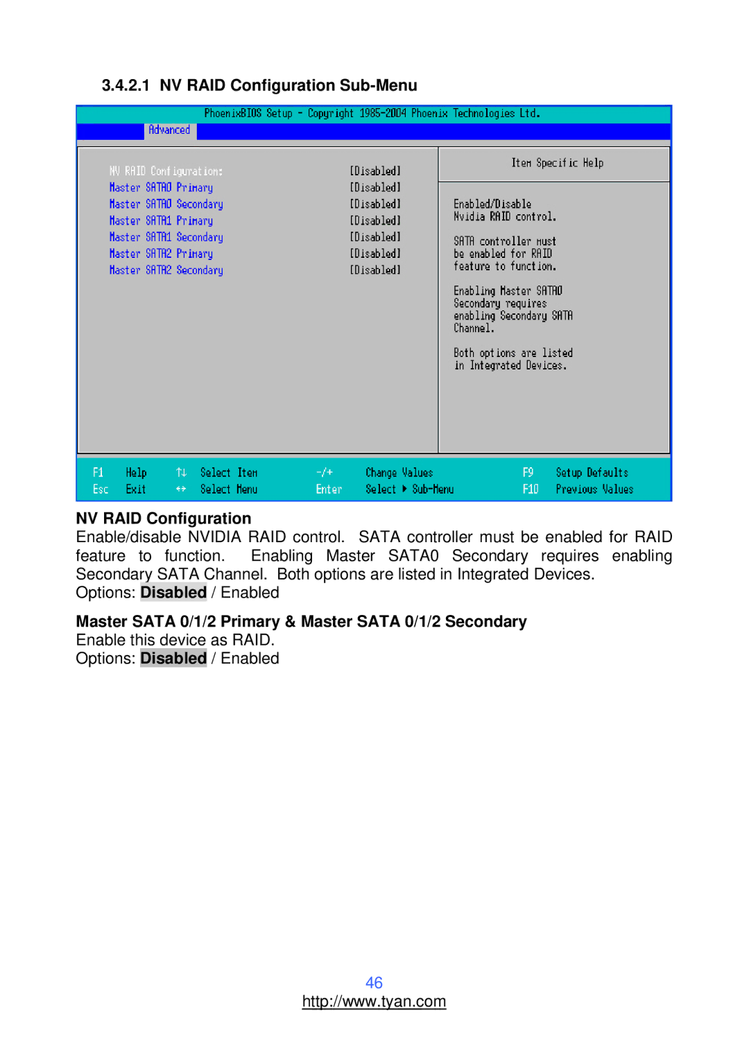 Tyan Computer S2912 warranty NV RAID Configuration Sub-Menu 