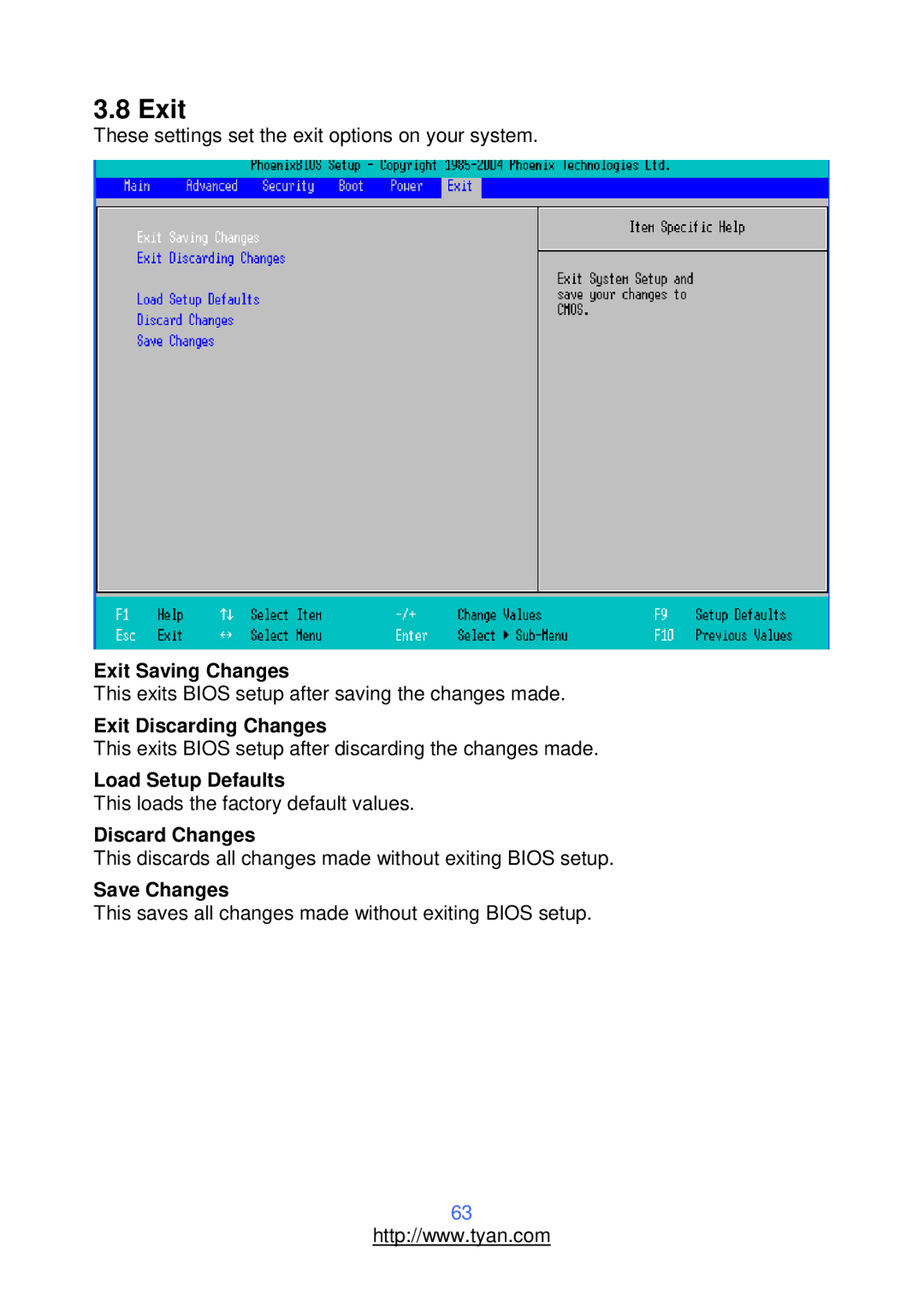 Tyan Computer S2912 warranty Exit 