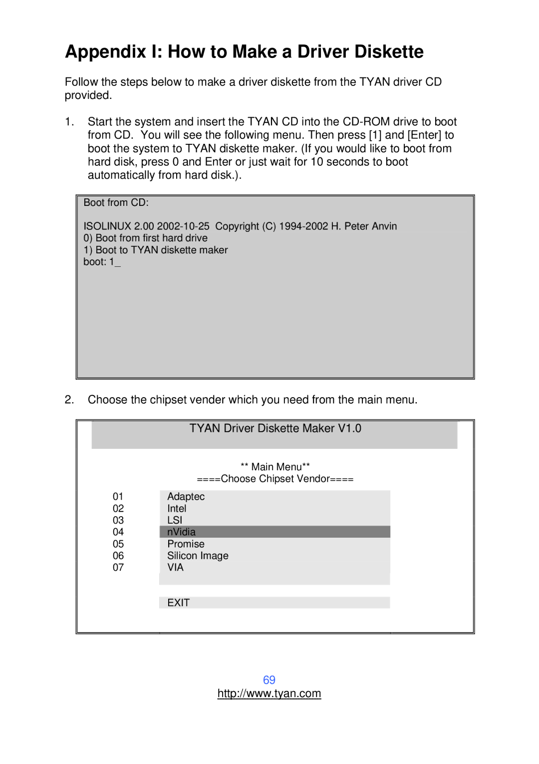 Tyan Computer S2912 warranty Appendix I How to Make a Driver Diskette 