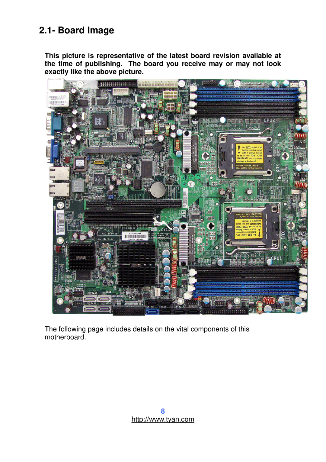 Tyan Computer S2912 warranty Board Image 