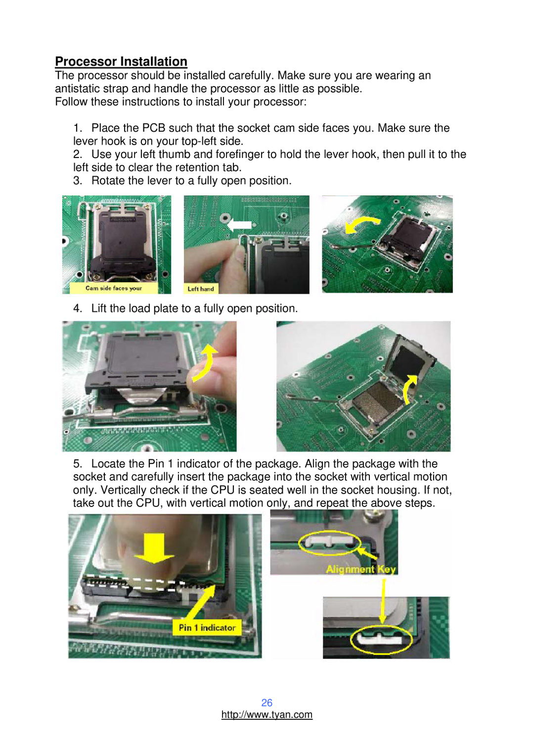 Tyan Computer S2937, N3600T warranty Processor Installation 