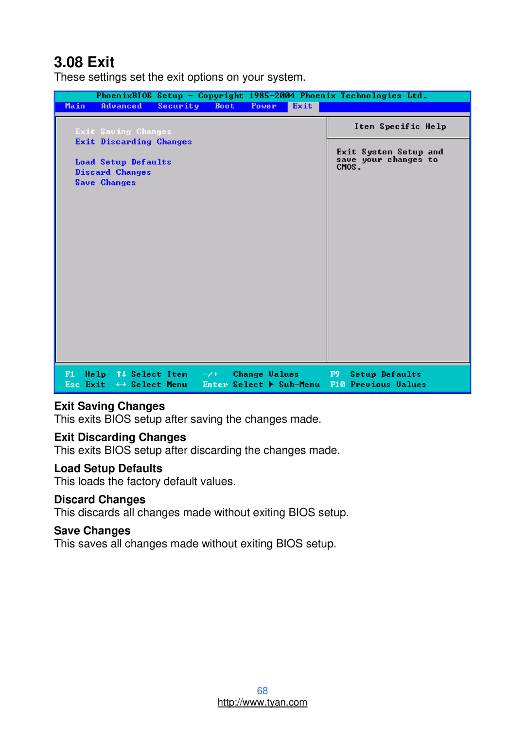 Tyan Computer S2937, N3600T warranty Exit 