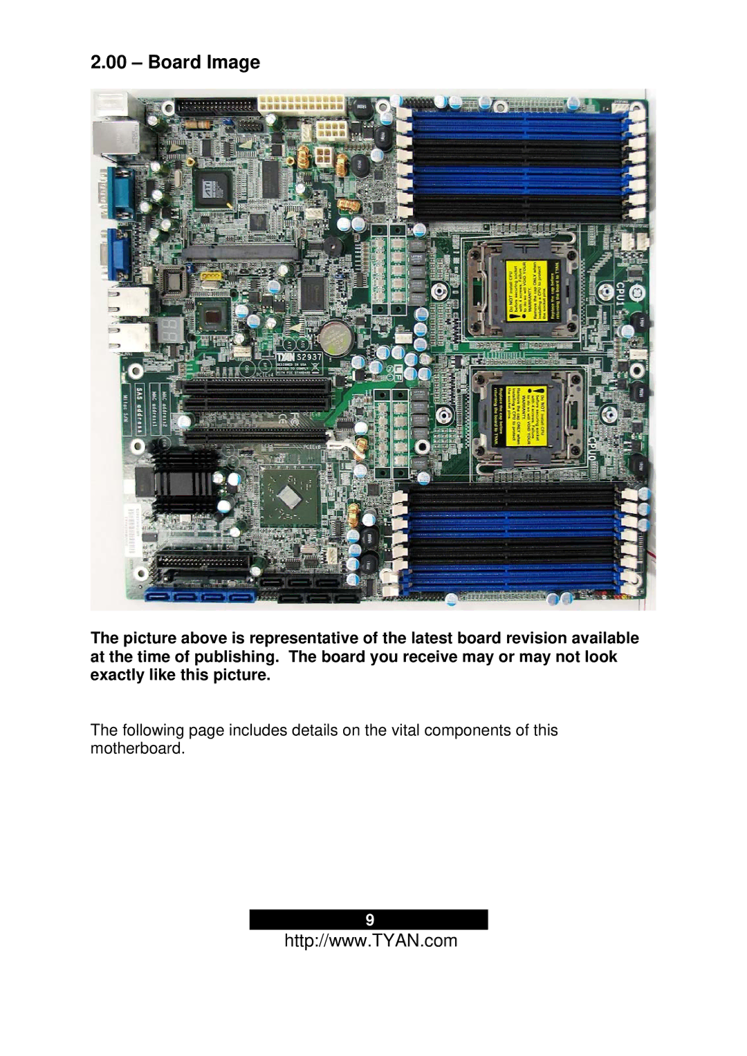 Tyan Computer N3600T, S2937 warranty Board Image 