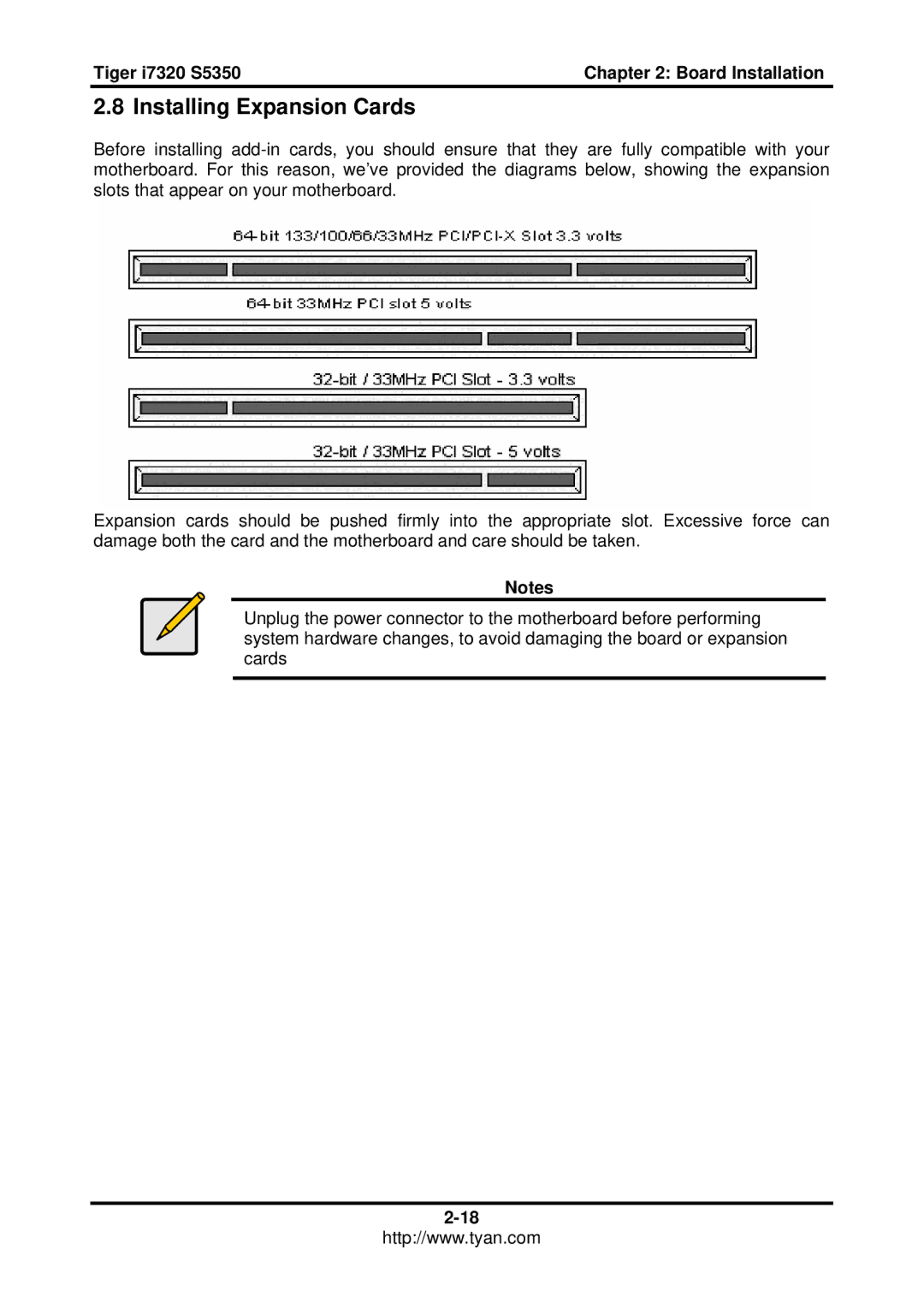 Tyan Computer I7320, S5350 user manual Installing Expansion Cards 