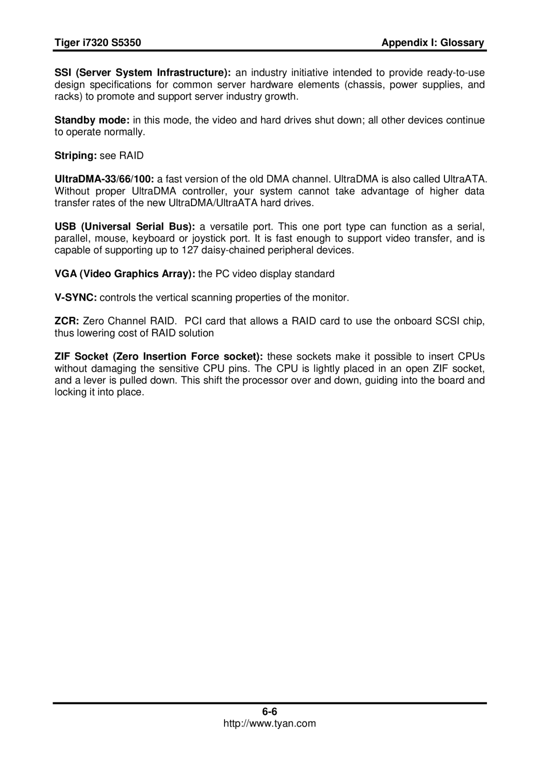 Tyan Computer S5350, I7320 user manual Striping see RAID 