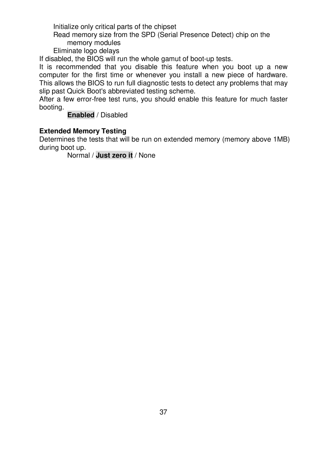 Tyan Computer S5372-LC warranty Extended Memory Testing 