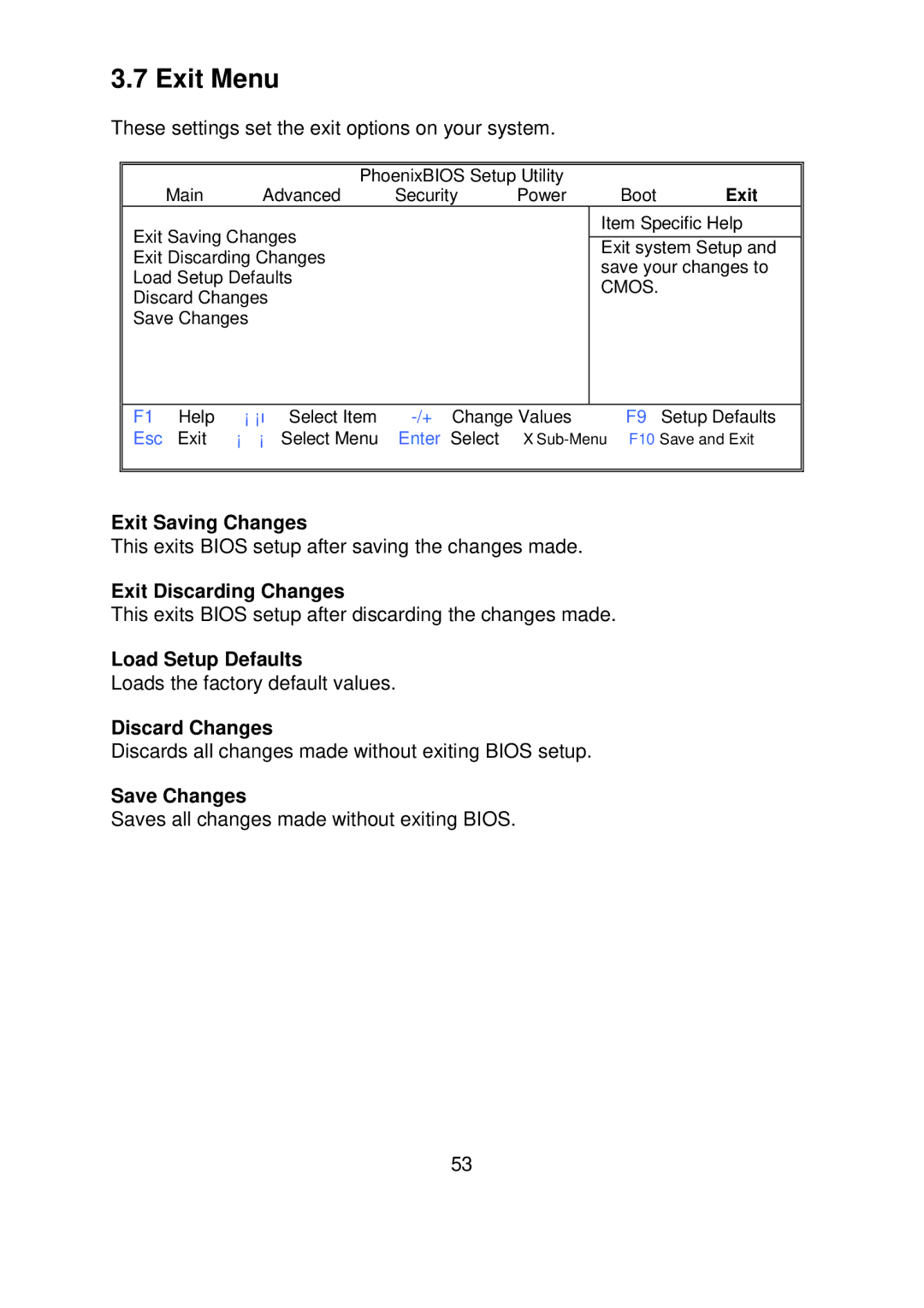 Tyan Computer S5372-LC warranty Exit Menu 