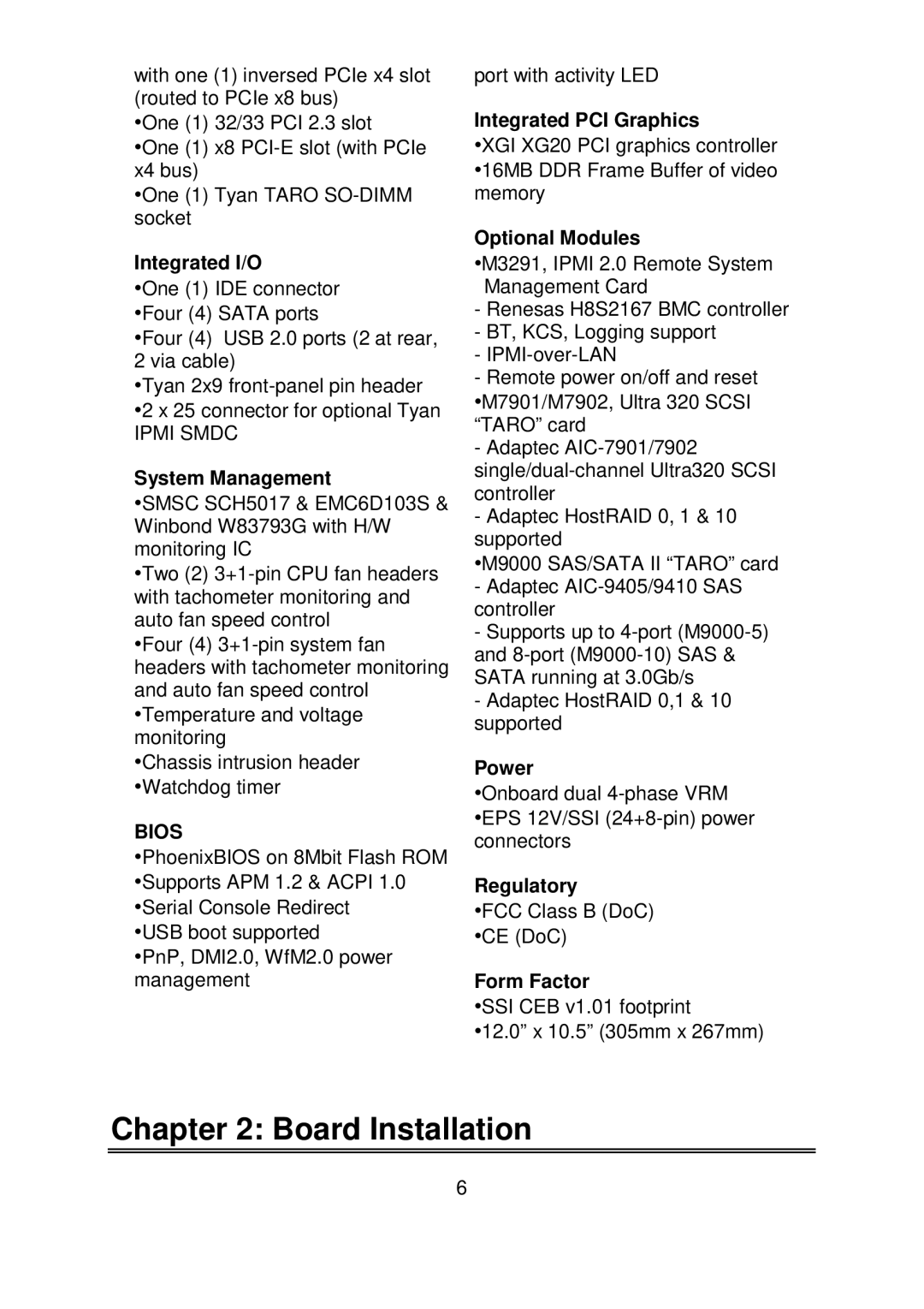 Tyan Computer S5372-LC warranty Board Installation 