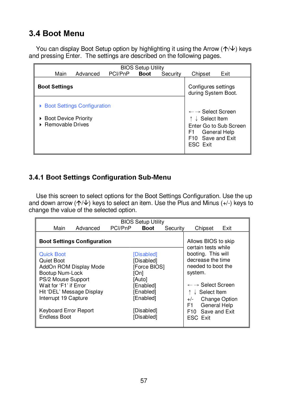 Tyan Computer I5100X, S5375 warranty Boot Menu, Boot Settings Configuration Sub-Menu 