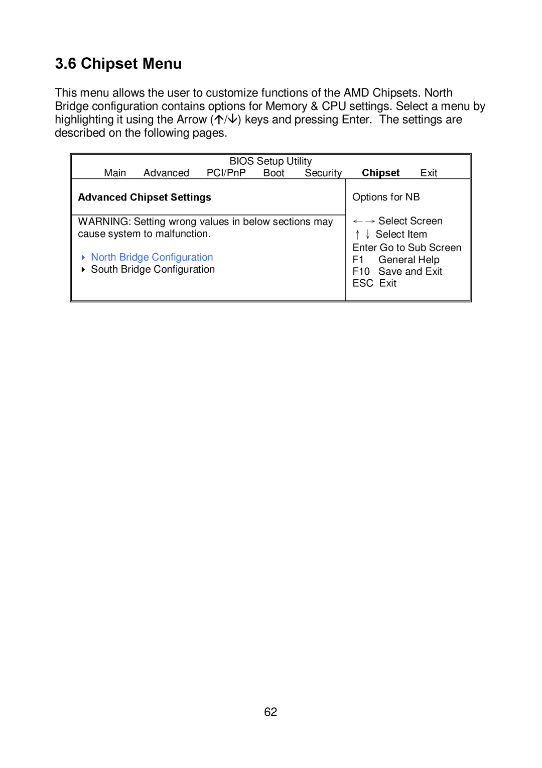 Tyan Computer S5375, I5100X warranty Chipset Menu, Advanced Chipset Settings, North Bridge Configuration 