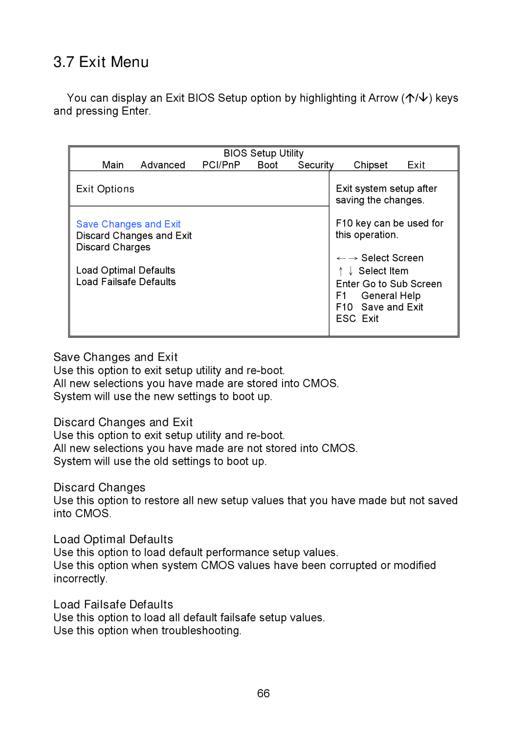 Tyan Computer S5375, I5100X warranty Exit Menu 