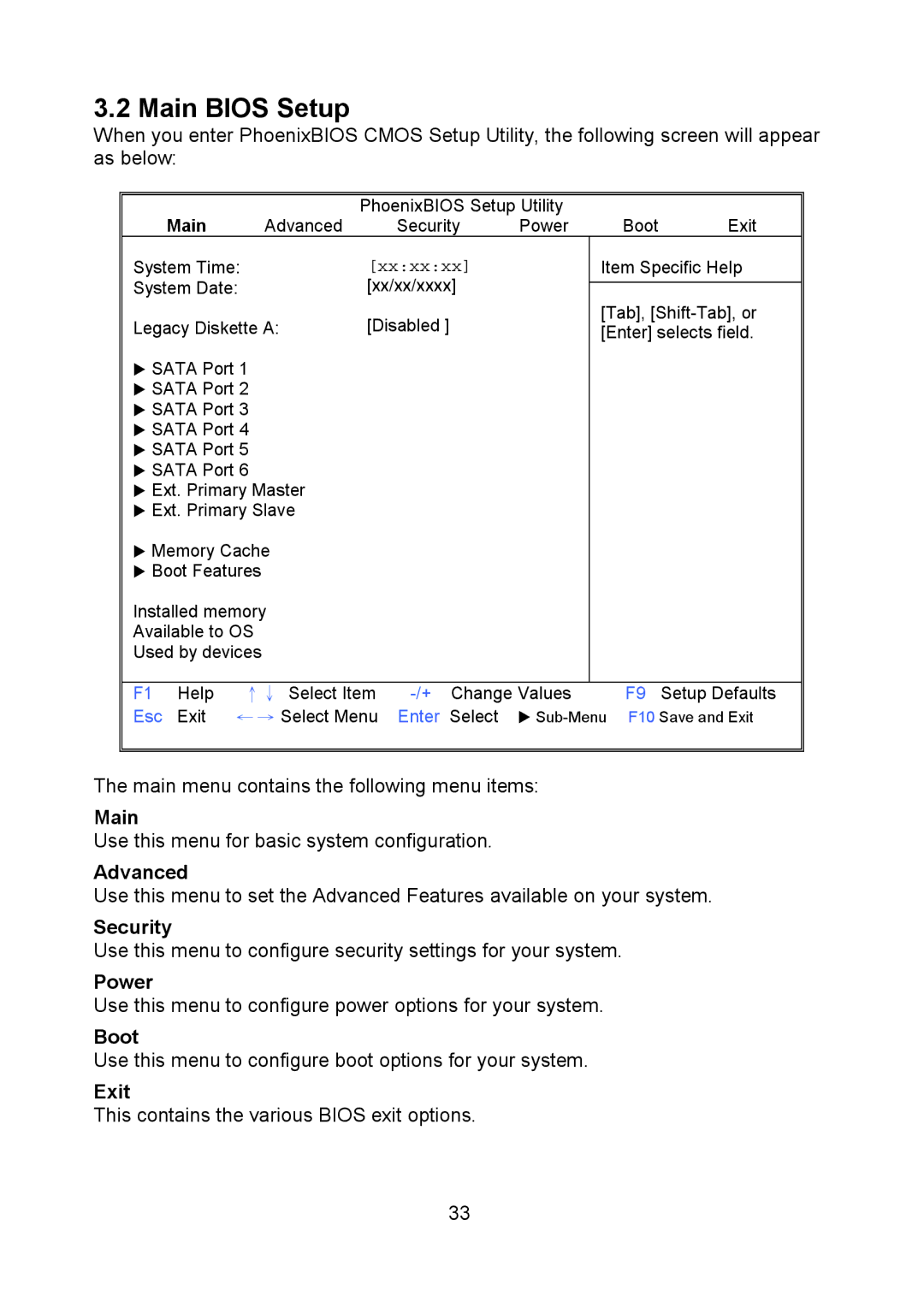 Tyan Computer Q35T, S5520 warranty Main Bios Setup 