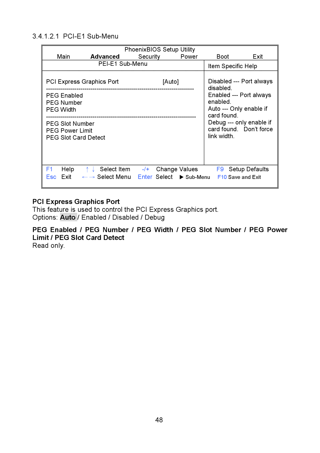 Tyan Computer S5520, Q35T warranty PCI-E1 Sub-Menu, PCI Express Graphics Port 