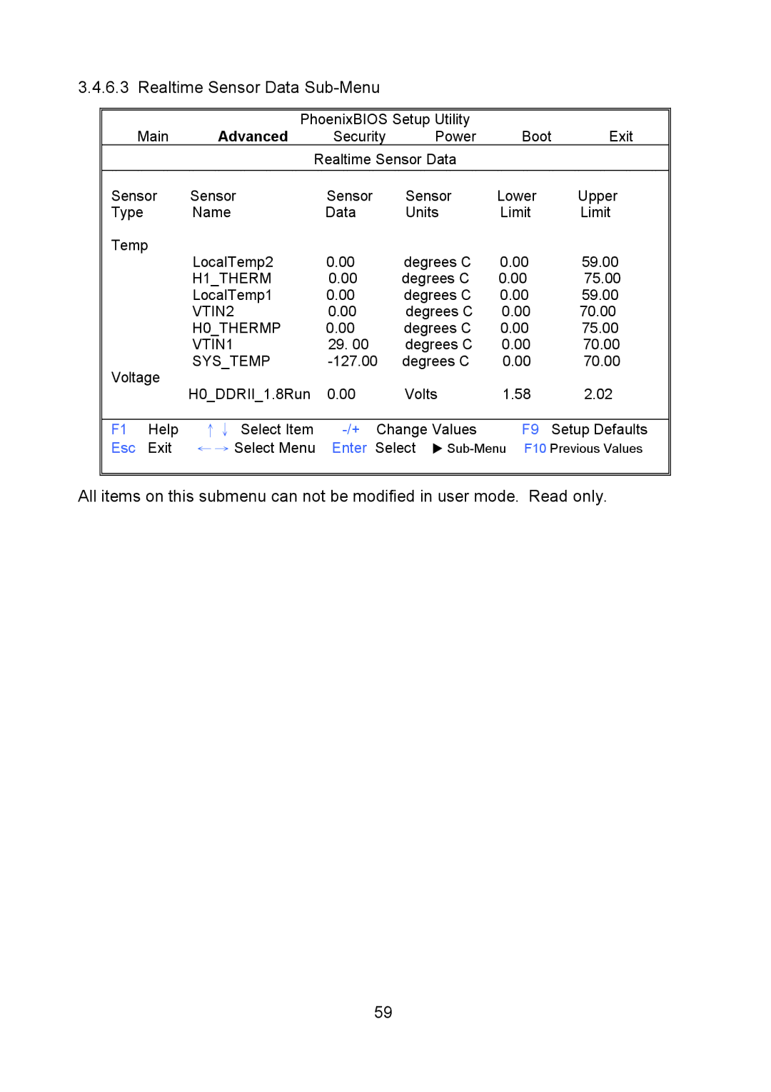 Tyan Computer Q35T, S5520 warranty Realtime Sensor Data Sub-Menu, Systemp 