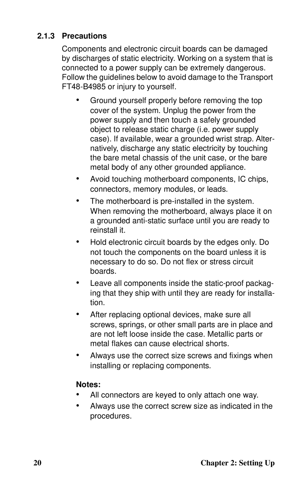 Tyan Computer B4985F48V8HR (Rackmount), Transport FT48, B4985F48V8HR (Tower) manual Precautions 