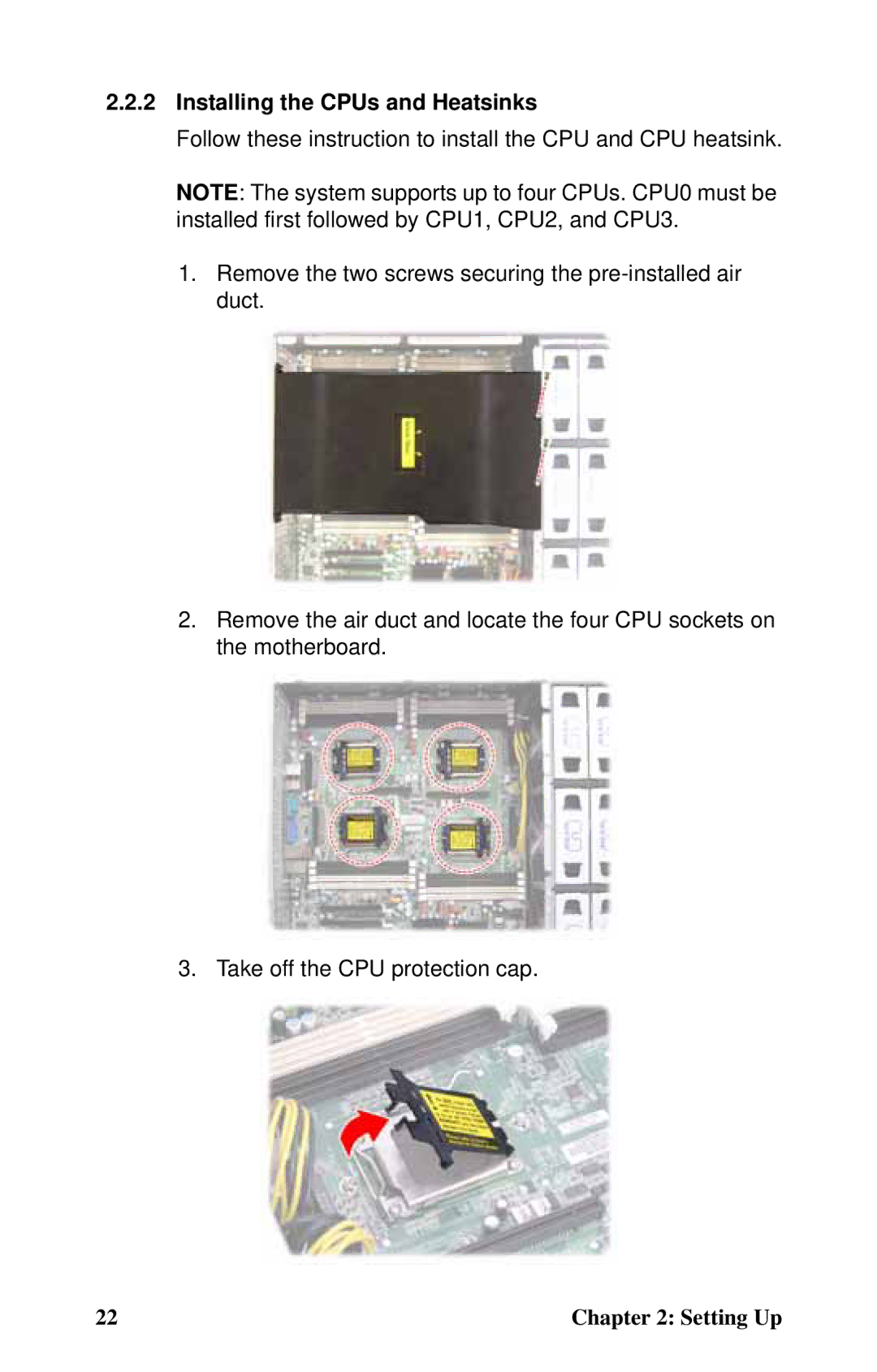 Tyan Computer Transport FT48, B4985F48V8HR (Rackmount), B4985F48V8HR (Tower) manual Installing the CPUs and Heatsinks 