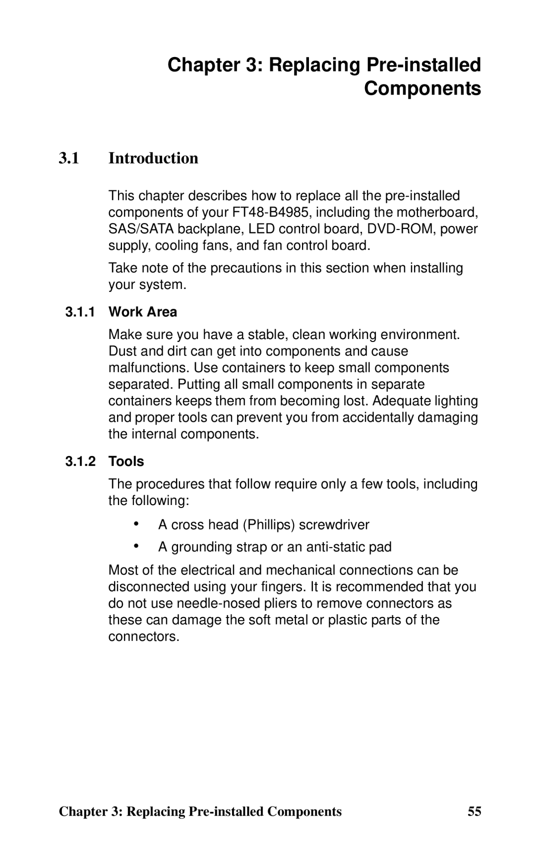 Tyan Computer Transport FT48, B4985F48V8HR (Rackmount) manual Replacing Pre-installed Components, Introduction 