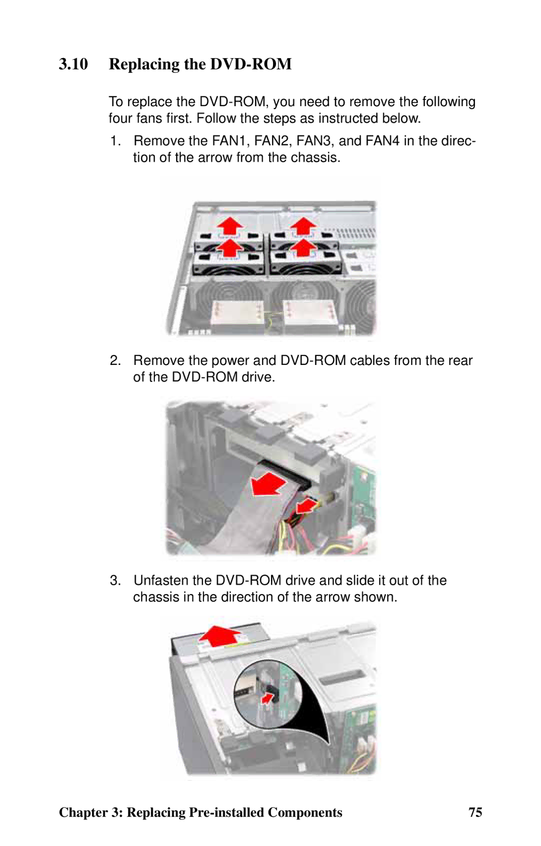 Tyan Computer B4985F48V8HR (Tower), Transport FT48, B4985F48V8HR (Rackmount) manual Replacing the DVD-ROM 