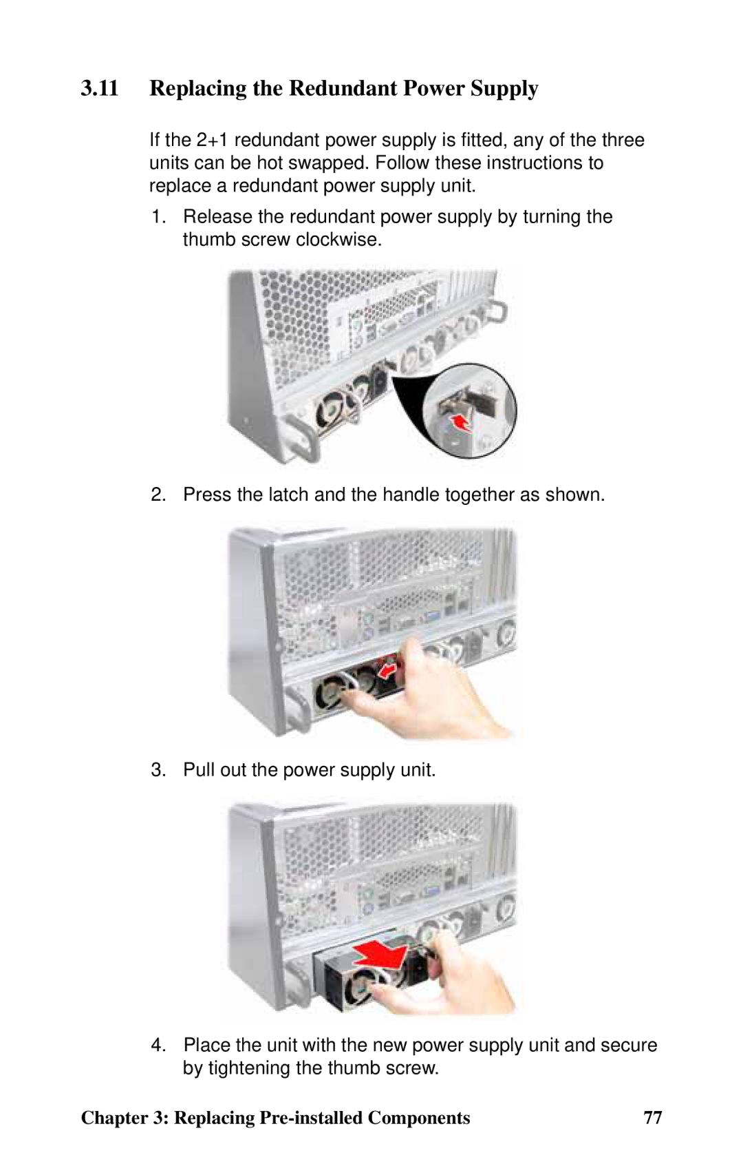 Tyan Computer B4985F48V8HR (Rackmount), Transport FT48, B4985F48V8HR (Tower) manual Replacing the Redundant Power Supply 