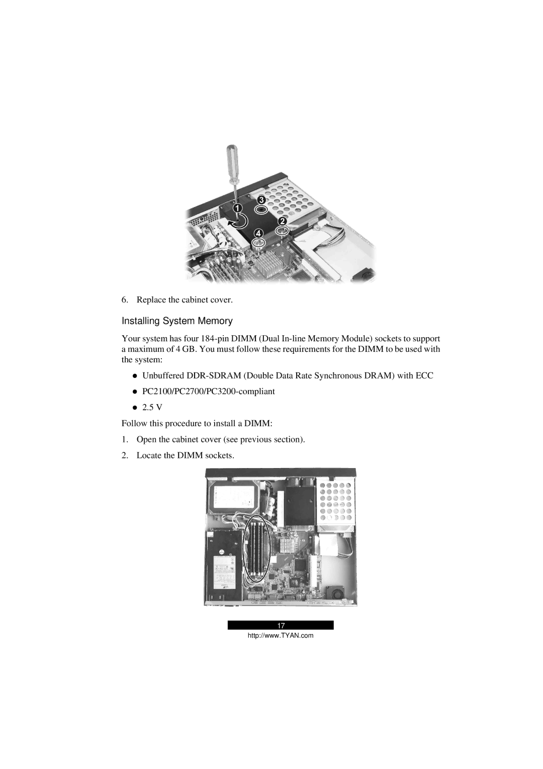 Tyan Computer B5103G12S2, Transport GS12 manual Installing System Memory 