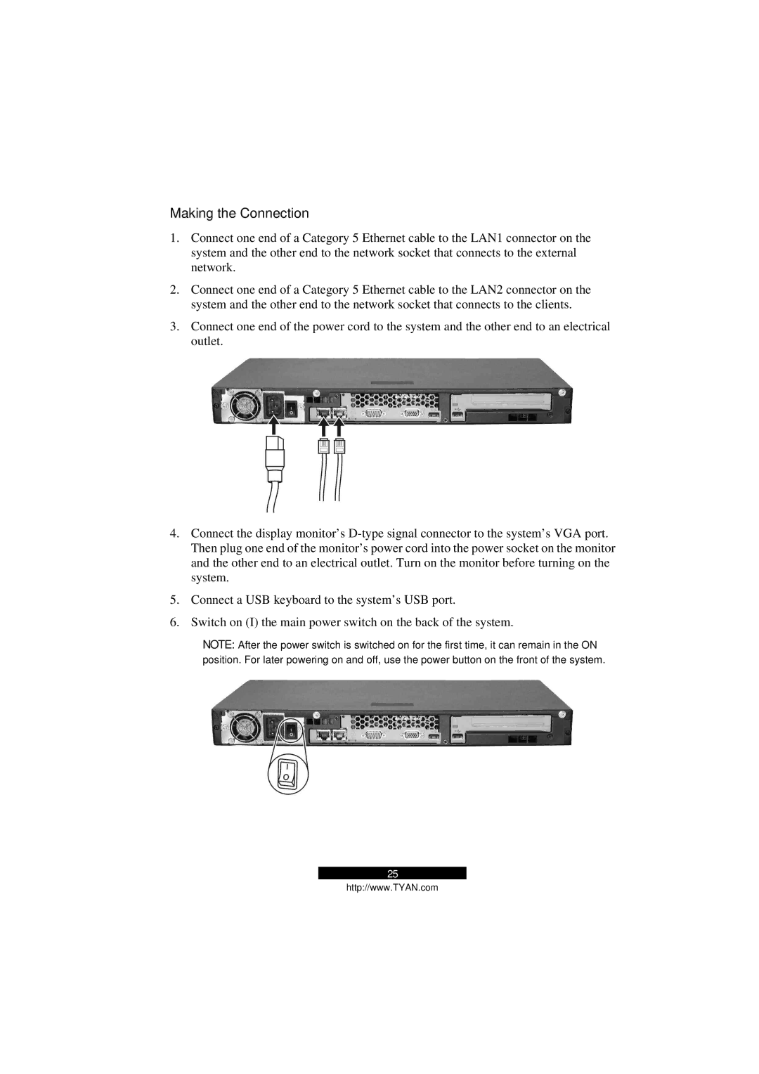 Tyan Computer B5103G12S2, Transport GS12 manual Making the Connection 