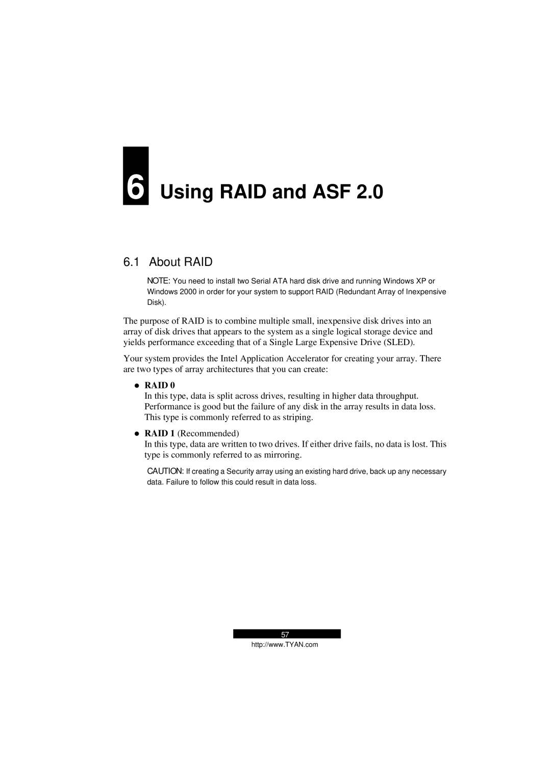 Tyan Computer B5103G12S2, Transport GS12 manual Using RAID and ASF, About RAID 