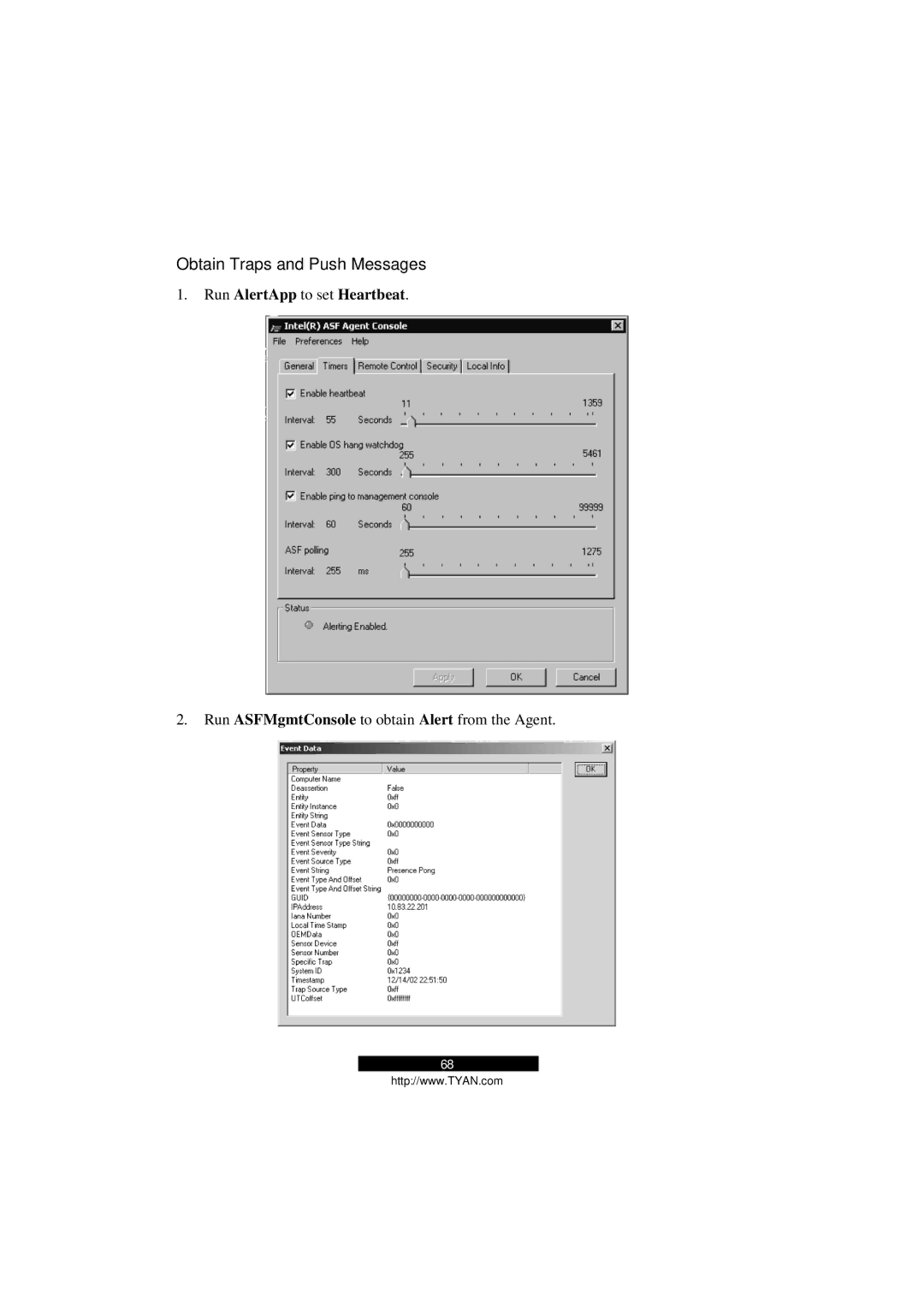 Tyan Computer Transport GS12, B5103G12S2 manual Obtain Traps and Push Messages 