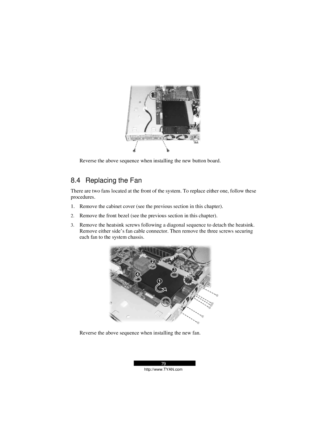 Tyan Computer B5103G12S2, Transport GS12 manual Replacing the Fan 