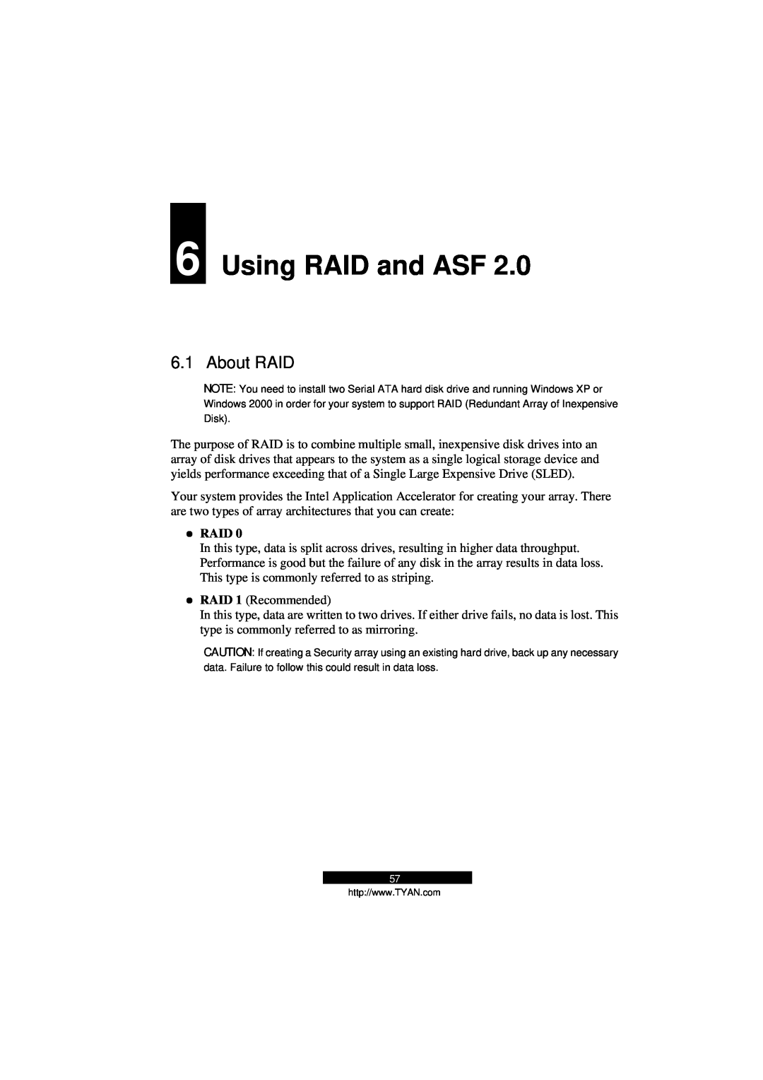 Tyan Computer B5103G12S2, Transport GS12 manual Using RAID and ASF, About RAID, Raid 