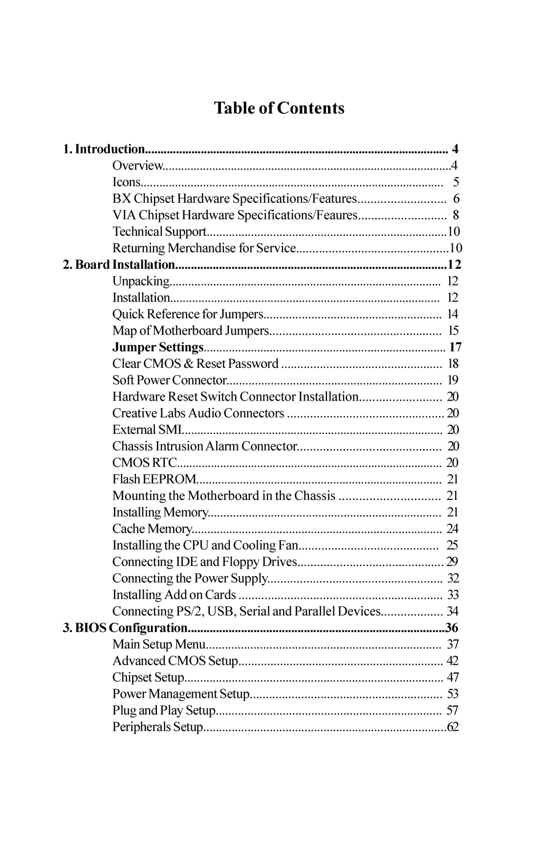 Tyan Computer Trinity 371 Motherboard, Tyan S1857 manual Table of Contents 